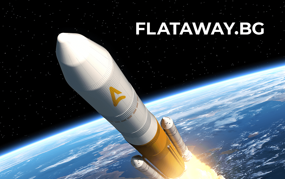 FlatAway strated - rocket with Flat Away logo